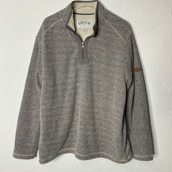Orvis pullover tweed fleece lined 1/4 zip jacket - Picture 1 of 7